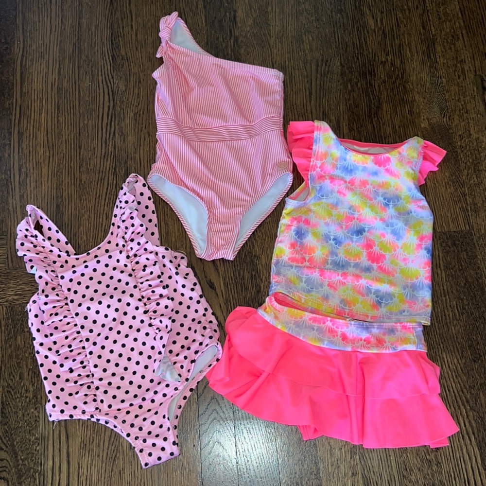 Girls' Pink Ruffle One-Piece & Tankini Swim Set - Kids Swim